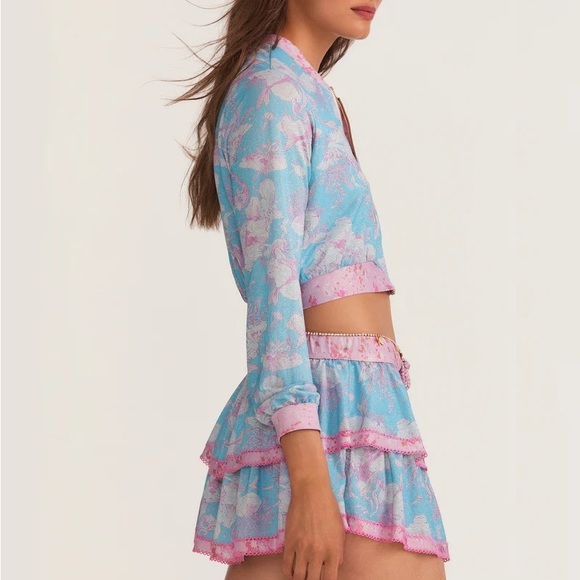 LoveShackFancy x Hurley Under The Sea Cropped Mesh Bomber Jacket Cover Up - Picture 15 of 16